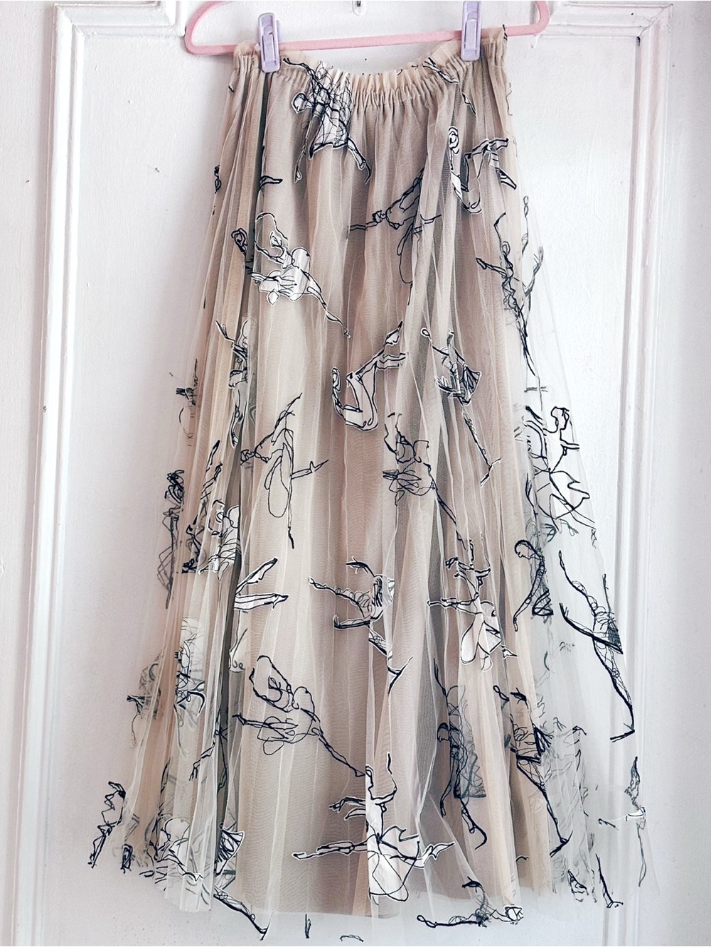 Anthropologie Beige Floral Tulle Maxi Skirt - Picture 11 of 13